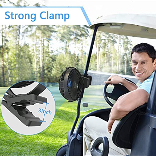 Koonie 10000Mah Rechargeable Portable Fan, 8-Inch Battery Operated Small Clip On Fan, Usb Car Fan 4 Speeds, Sturdy Clamp For Office Desk Golf Cart Stroller Outdoor Travel Camping Tent Gym Treadmill #TOP4