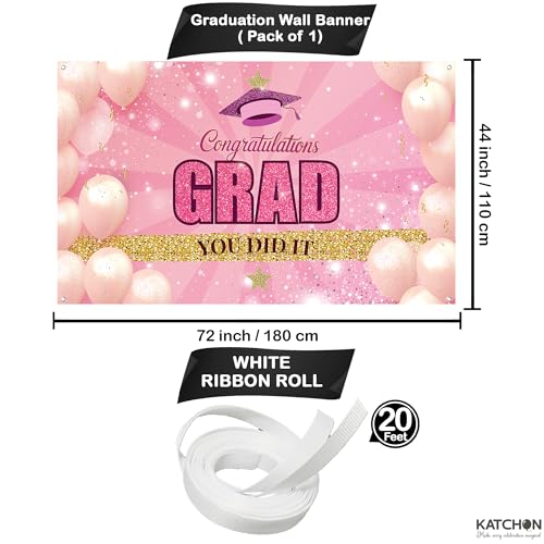 Image of KatchOn, Graduation Banner 2026-72x44 Inch | Congrats Grad Banner, Congratulations Banner Pink Graduation Decorations 2026 Graduation Party Supplies | Graduation Backdrop for Grad Party Decorations