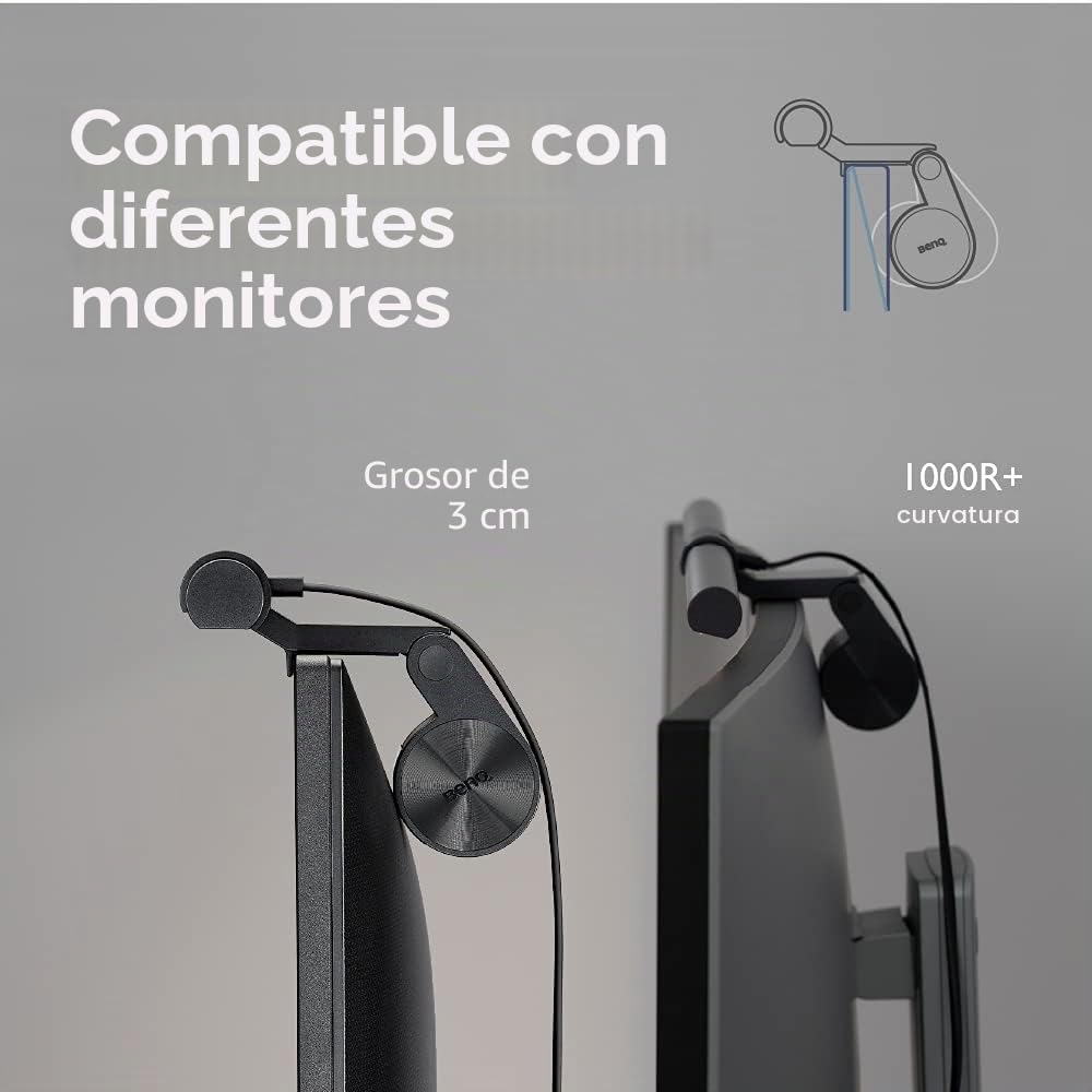 BenQ ScreenBar - Barra de luz LED para monitor con atenuación automática, ajuste de tono continuo y control táctil, lámpara de oficina en casa que ahorra espacio, cuidado de los ojos, sin reflejos de