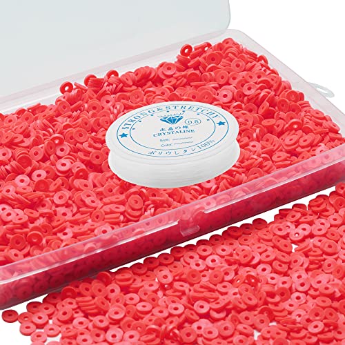 4000 Pcs Clay Beads for Bracelets Making Polymer Spacer Flat DIY for Jewelry Necklace Earring Making Kit Preppy Aesthetic Heishi Heshie Thin Disk Beads Assortments Set 4 6 8MM (RD-1-01 6MM)