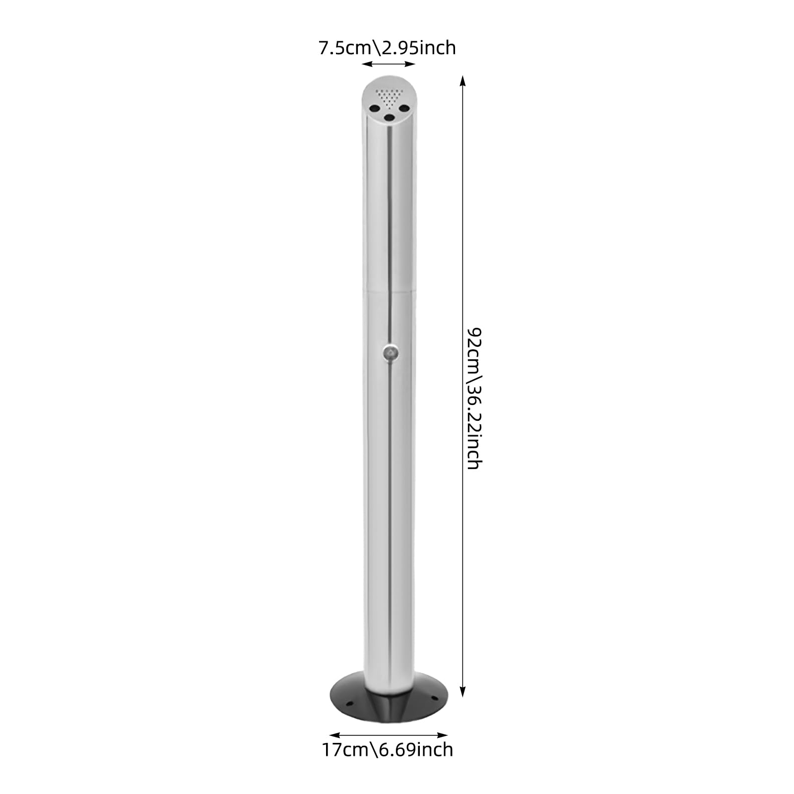 Cenicero de pie, 17 x 92 cm, cubo de basura de acero inoxidable, colector de colillas de cigarrillo, caja de soporte para interiores y exteriores como patios, terrazas, jardines