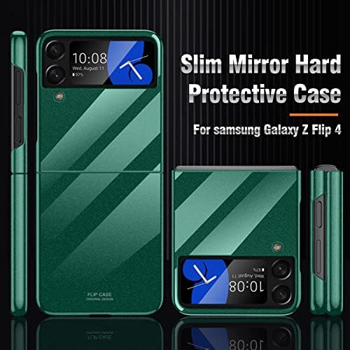 CENMASO Slim Case for Samsung Galaxy Z Flip 4 Case,Galaxy Z Flip 4 Case Mirror Hard PC Non-Slip Shockproof Protective Bumper Case for Z Flip 4 (Bright Green)