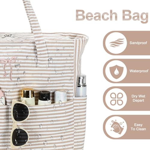 Beach Pool Bags Tote for Women Ladies Large Gym Tote Carry On Bag With Wet Compartment for Weekender Travel Waterproof2