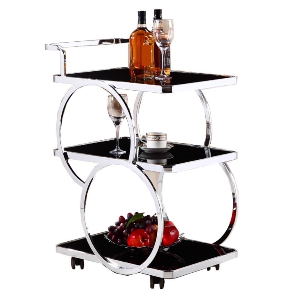 Carrello Cucina Carrello Portaoggetti da Cucina A 3 Ripiani in Acciaio Inossidabile per Camera Letto tè Laterale per Sala Pranzo di Casa con Rotelle Carrello Portaoggetti(D)