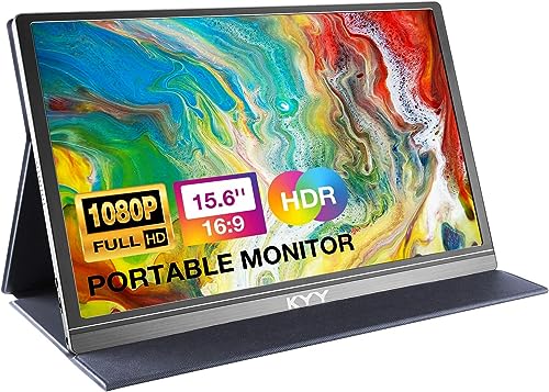 Image of KYY Portable Screen 15.6inch FHD 1080P Laptop Monitor USB C HDMI Gaming Ultra-Slim IPS Display w /Smart Cover & Speakers, External for Laptop PC Phone Mac Xbox PS5 /PS4