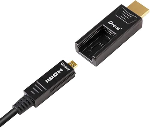 Miniatura 6 de DTECH Cable HDMI de fibra óptica de 32 pies 4K 60Hz YUV 444 18Gbps Ultra HD con doble conector micro a estándar cable HDMI para proyector de TV,