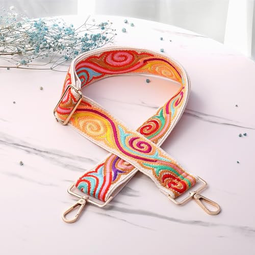 Image of Crochet Flower Purse Strap,Knit Wide Replacement Crossbody for Shoulder Strap Bag Adjustable 2inch Guitar Strap