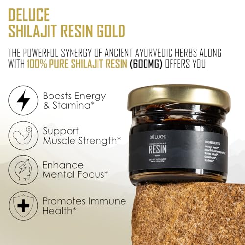 Image of Pure Himalayan Shilajit Resin Gold (30g) | 600mg Premium Shilajit with KSM-66 Ashwagandha, Safed Musli, Gokshura | Boost Strength, Stamina & Immunity | Lab-Tested, Vegan, Gold Grade for Men & Women