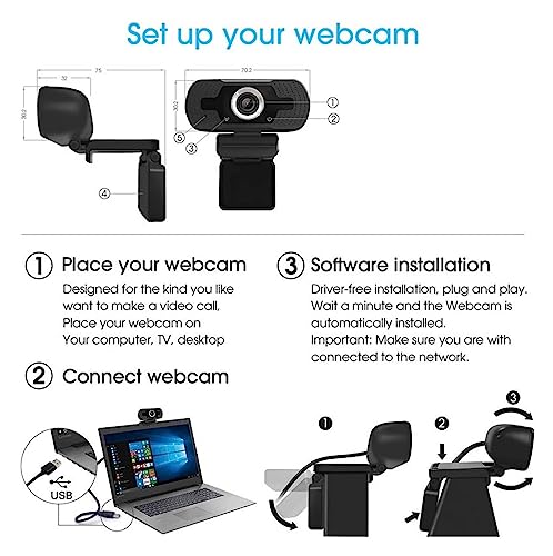 Webcam 1080P caméra Web Full HD USB avec micro pour PC de bureau - 6
