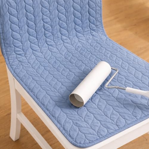 Image of HOMETHREADS Non-Slip Chair Cover-Universal Fit for Kitchen & Dining Chairs-Cushioned Comfort - Stylish Machine Washable Seat Cover- 145x45cm (Blue, Pack of 4)