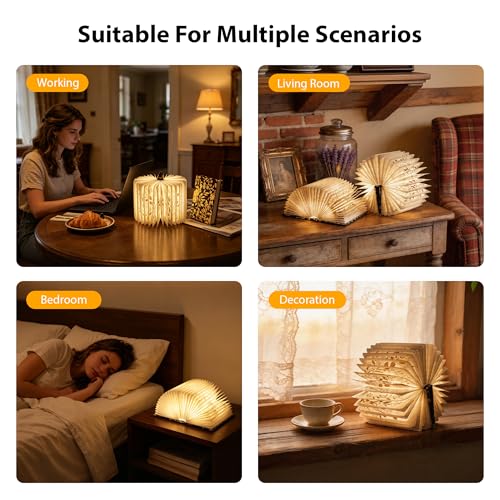 ZBOLE Book Lover Gift, Folding Book Lamp Decor, Portable Print Book Light — view 3