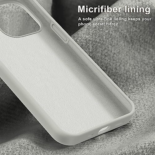 Image of DIZORO Silicone Back Case for iPhone 14 Pro, Soft-Touch Phone Microfiber Silicone Back Cover for iPhone 14 Pro - Stone