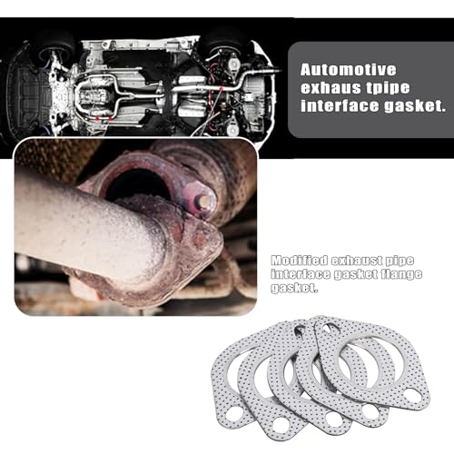 Image of 2 PCS Car Exhaust Pipe Interface Gasket, Silencer Joint Gasket, 2.5 inch ID Exhaust Pipe Clamp Flange High Temperature and High Pressure Resistant Sealing Pad for Car (Silver)