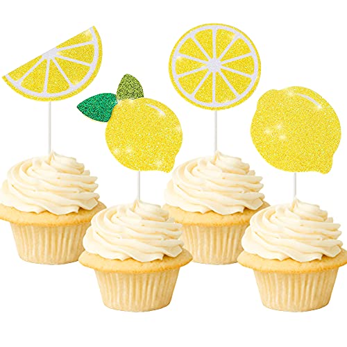 Lemonade Party Decoration Lemon Cake Cupcake Topper for Summer Lemonade Pool Beach Barbecue Baby Shower Birthday Lemon Themed Party Supplies 24PCS Glitter Cupcake Cake Toppers Lemonade Party Decoration Lemon Cake Cupcake Topper for Summer Lemonade Pool Beach Barbecue Baby Shower Birthday Lemon Themed Party Supplies 24PCS Glitter Cupcake Cake Toppers