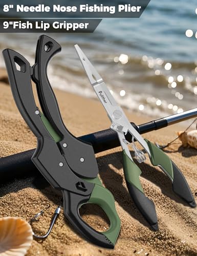 Image of Fish Gripper 9.2 inch,Muti-Function Line Cutter Fishing Pliers, Saltwater Fishing Tool Kit,Fishing Gear with Fishing Lanyard
