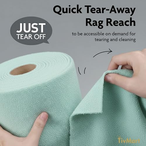 Image of Microfiber Cleaning Cloth roll | Tear-Away Sheets 10x10 in | Ultra Absorbent Reusable Washable lint-Free Towels for Kitchen car Office | 180 GSM Mint Green | Pack of 10 Sheets
