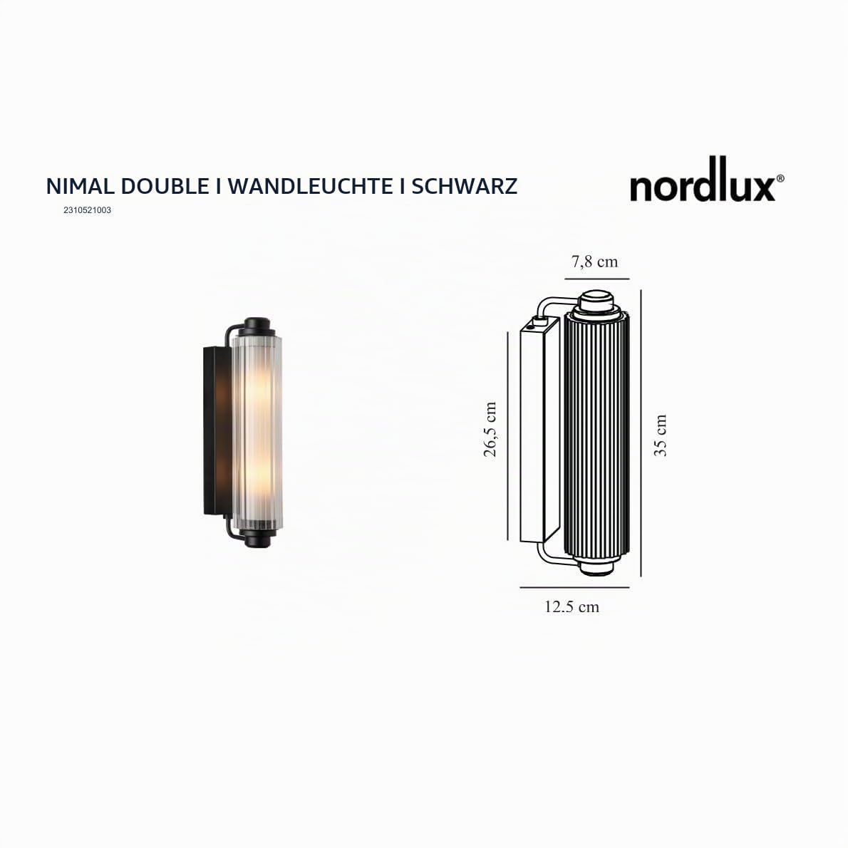 Wandleuchte Nimal Double in Schwarz E14 2-flammig IP44