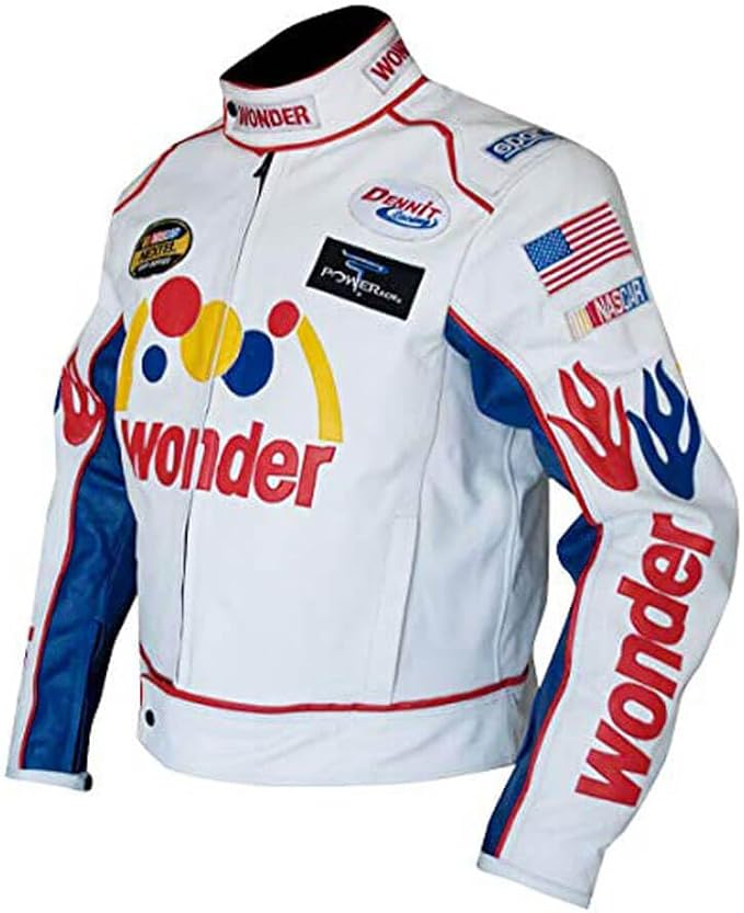 Chaqueta de motociclista blanca unisex Ricky Bobby Wonder Bread miniatura 3