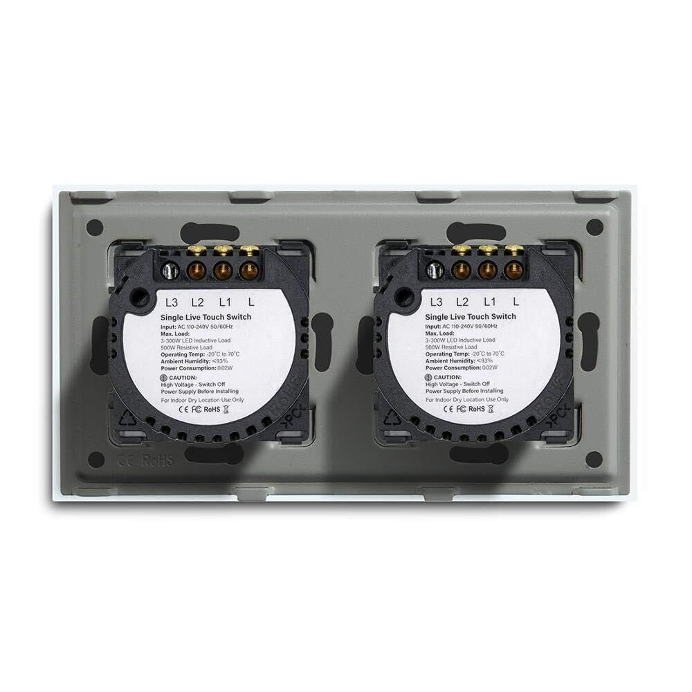 Interruptor Tactil Interruptores De Luz Inteligentes Interruptor Táctil Botón 4 Bandas Eléctrica 157 Mm Panel Clase Cristal Blanco Negro Dorado Mejoras for El Hogar(Noir)