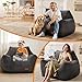 Vellorise Big Bean Bag Chair for Adults, Ultra Soft Living Room Bean Bag with Armrests, Stuffed BeanBag Chair for Napping, Gaming, Vacuum-Compressed for Easy Gifting, 48 Hours to Fluffs Up, Dark Gray
