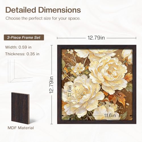 Image of Picrit 12x12 Picture Frame 3 Pack, Wall Mount Display, Walnut Wood Grain