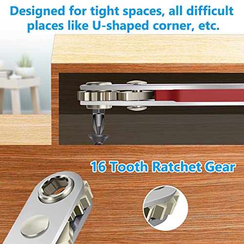 Osdue Ratchet Wrench Set, 1/4" Drive High Torque Offset Reversible Mini Ratchet Offset Driver With 22Pcs 90 Degree Bits, Right Angle Offset, Torx Star Bits For Auto Repair And Home Use - （Flat Head） #TOP3