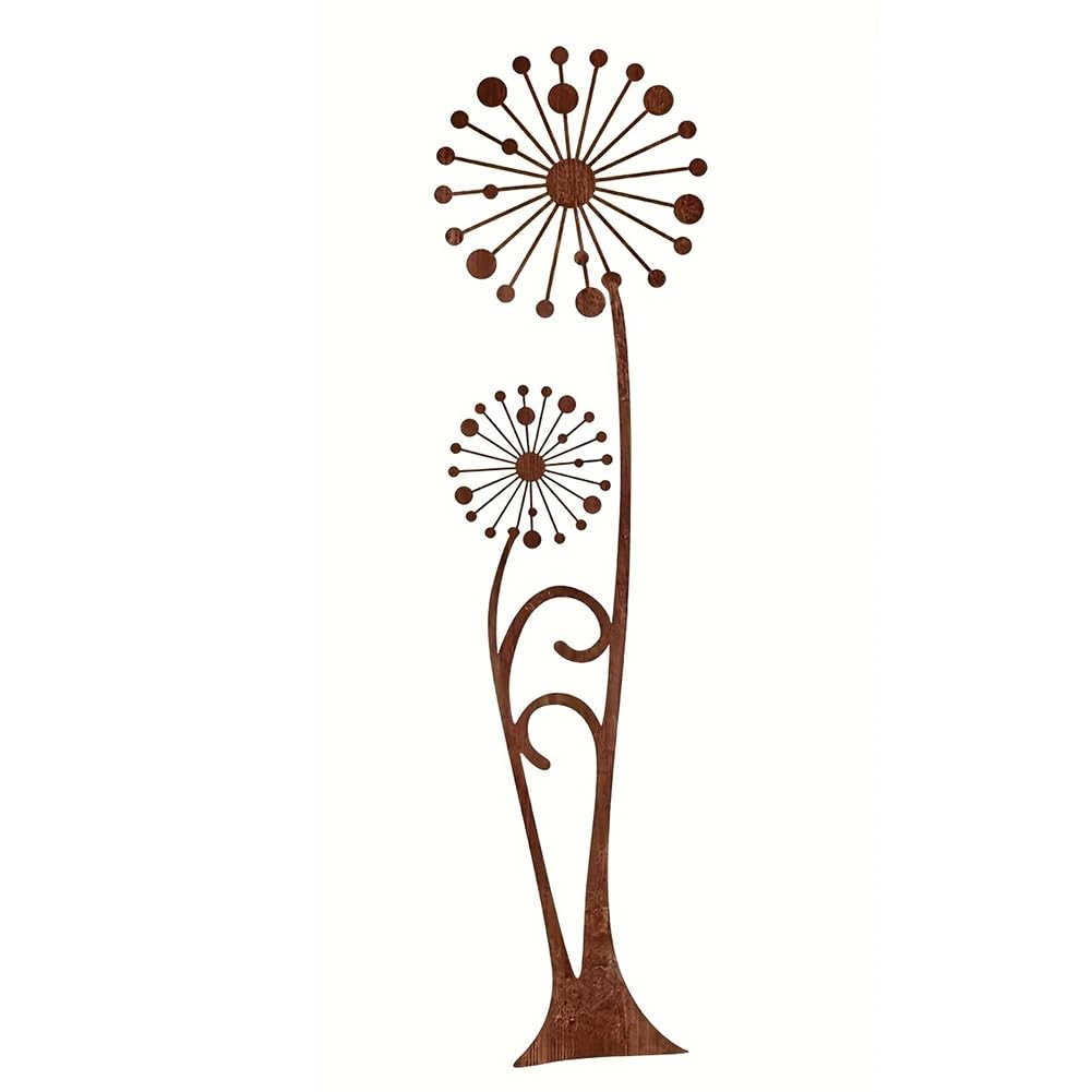detee Easy Installation Decorative Rusty Dandelions Plant Stake Outdoor Iron Artwork Stable Construction Yard Lawn Stakes