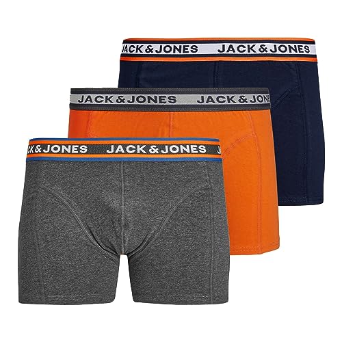 JACK & JONES Herren Unterhosen Shorts Boxershorts Trunks 3er Pack, Farbe:Mehrfarbig, Wäschegröße:M, Artikel:- Navy Blazer/dgm/exub – Ansicht 1