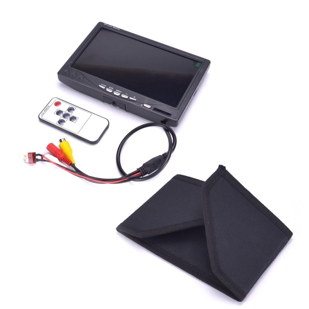 7 Inch FPV Color 1024 X 600 Monitor Video Screen Fit For RC Multicopter Frame Wireless Composite Camera(Monitor with sunhood)