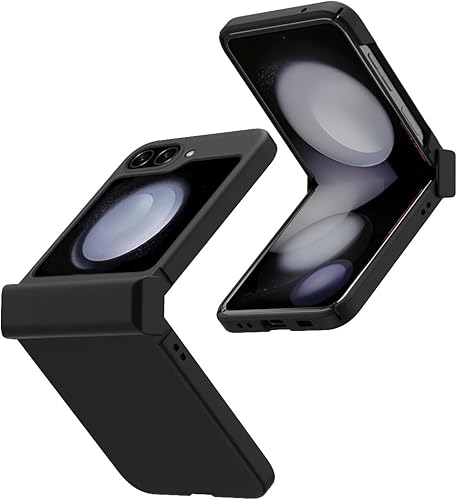Miimall Funda a prueba de golpes para Samsung Galaxy Z Flip 5 con protección de bisagra, parachoques de PC líquido sedoso, plegado libre ultrafino,