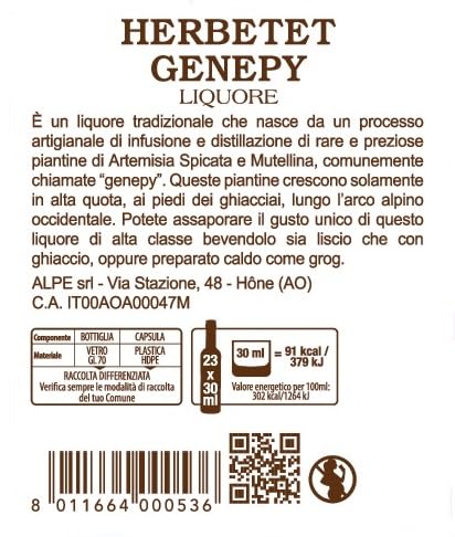 Genepy Herbetet Alpe CONFEZIONE da 3 BOTTIGLIE da 700 ml liquore alpino della Valle d'Aosta