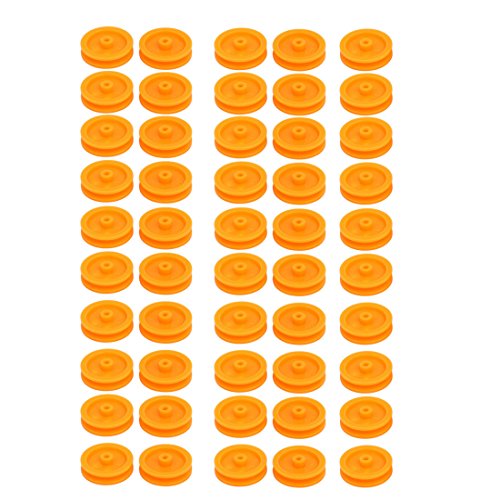 Aexit 50pcs 17mm Electrical equipment Dia Plastic Belt Pulley Orange for DIY Toy Model