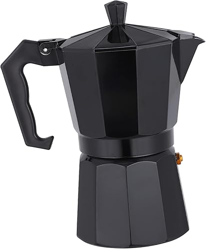 LIFKOME Cafetera para estufa de inducción, 6 tazas, color negro, fácil de usar, portátil, segura para alimentos, de aluminio para oficina en casa
