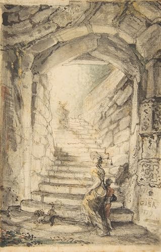 Tableau impressions d'art mural l'escalier tournant 60x90cm vintage poster