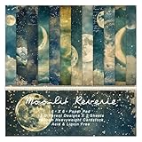 Moon Starry Sky Scrapbook Paper Pad - 24 Sheets 6x6 in Pattern Designed Decorative Decoupage Origami Folded Card Material for DIY Crafts Gift Wrapping Planners Junk Journal Supplies