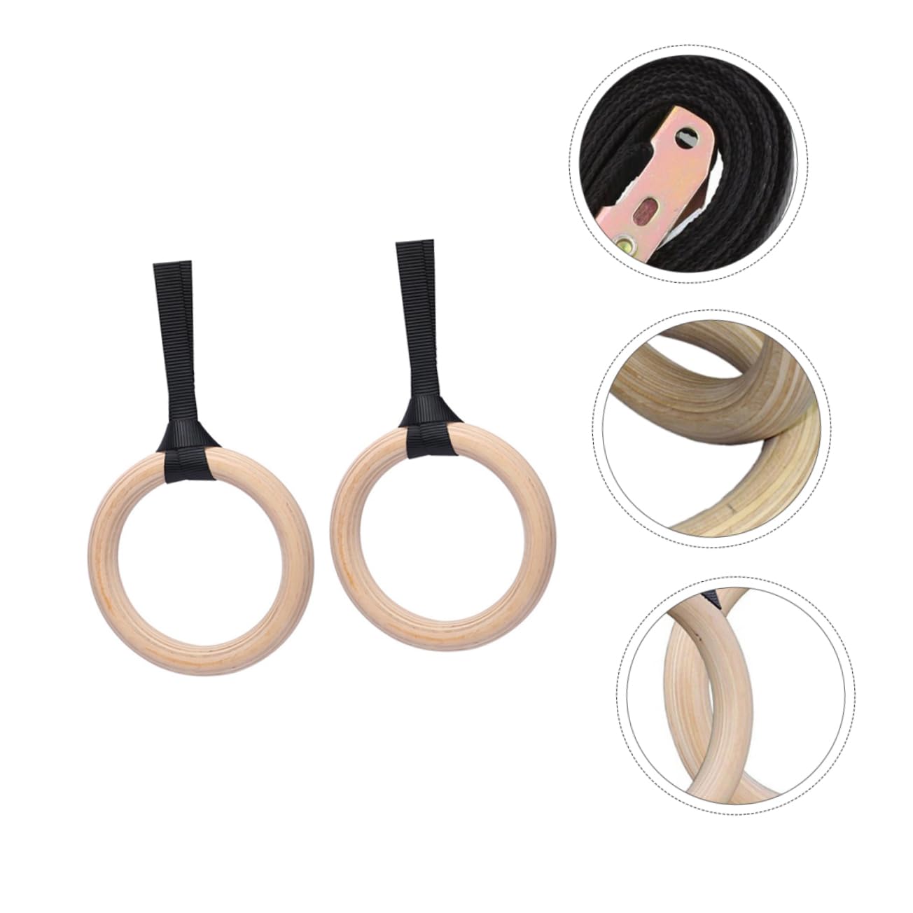 Abaodam Heavy Duty Wooden Gym Rings for Fitness Equipment Strength Training Gymnastics Wide Nylon Straps