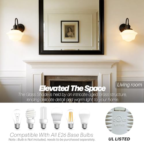 Image of Vintage Wall Sconce Black Milk Glass Bathroom Vanity Light