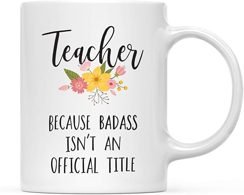 Miniatura 40 de Andaz Press Taza de café de 11 onzas, regalo de broma, madrina porque Badass no es un título oficial, gráfico floral, paquete de 1