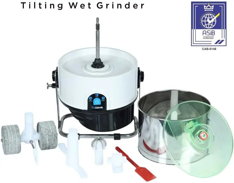 Lakshmi Black White Model 2 L Titling Table Top Wet Grinder with Atta Kneader & Coconut Scrapper | 110 Volt | For USA & Canada