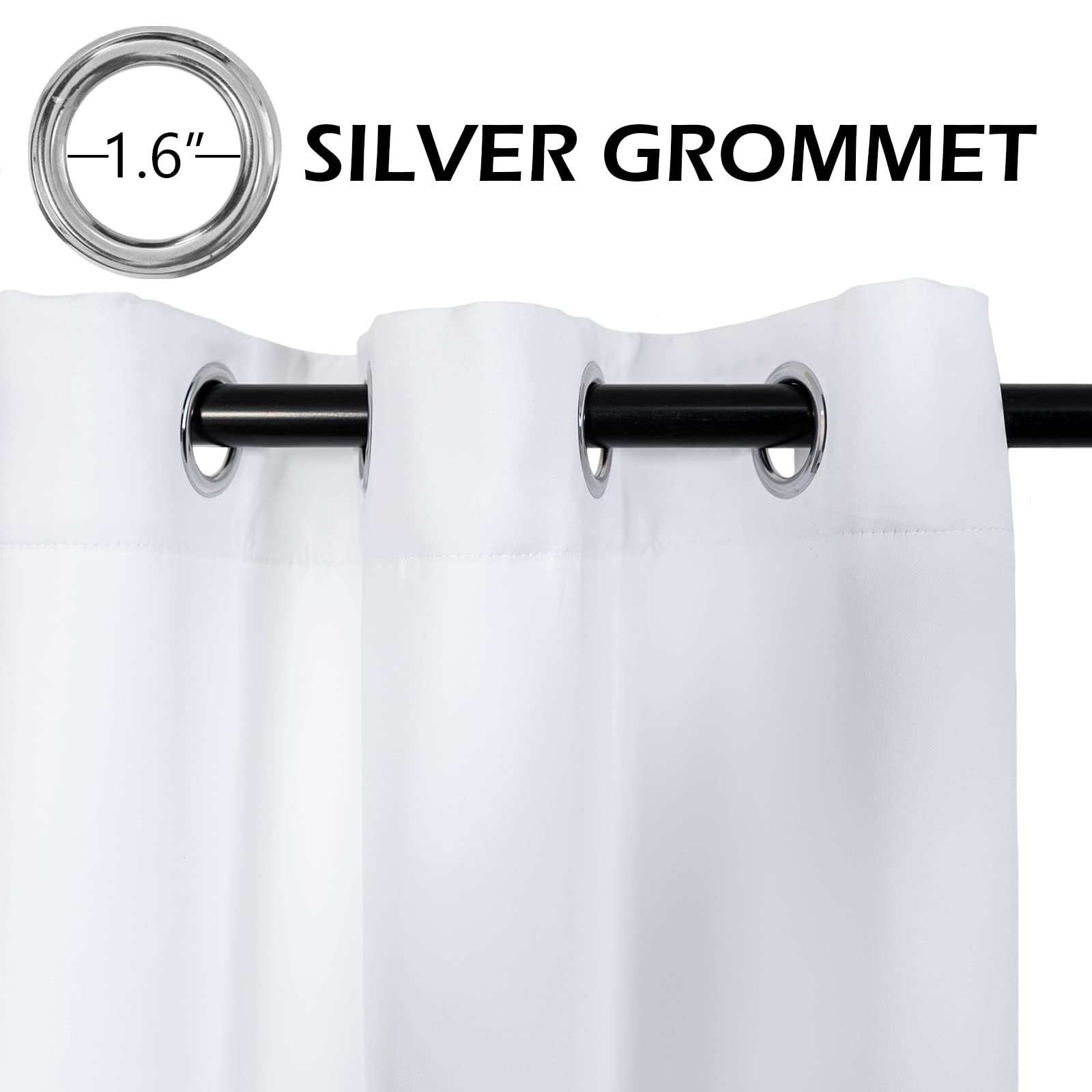 MYSKY HOME Blackout Curtains for Living Room - Thermal Insulated Grommet Room Darkening Curtains, Set of 2 Panels, 52 x 80 inches, White