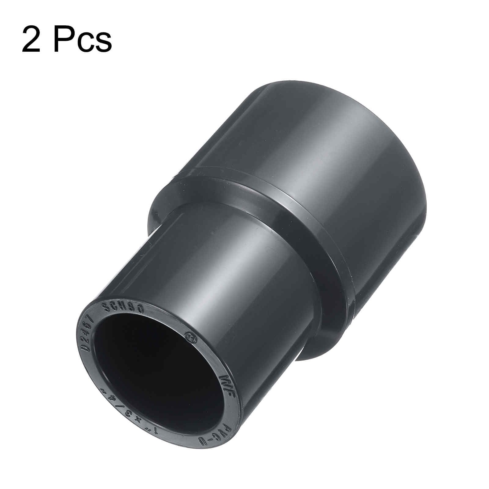HARFINGTON 2 acoplamientos reductores de PVC de 1 x 3/4 pulgadas, adaptador de accesorios de tubería de acoplamiento reductor DWV para alcantarillado, fontanería, desagüe, suministros de agua,