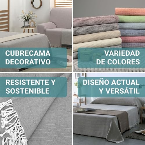 ECOMMERC3 Mehrzweck-Tagesdecke, Größe 300 x 260 cm, für Sofa oder Bett, Mehrzweck-Tagesdecke, Leinen, dekorativ, für Sofa, Bett, Sofaüberwurf, leicht und elegant, Leinfarben