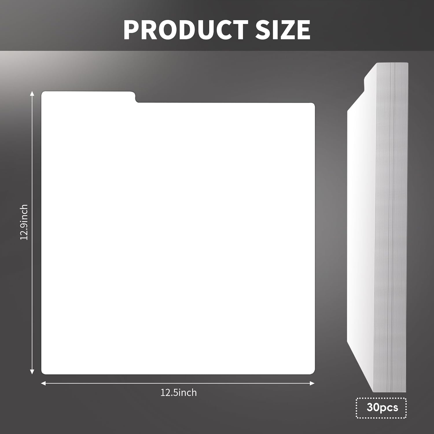 30 pcs Vinyl Record Dividers 12.9 Inches White Double-Side Plastic Record Organizer for Album Crate and Vinyl DVD Record Organization, Reusable Index Card Dividers