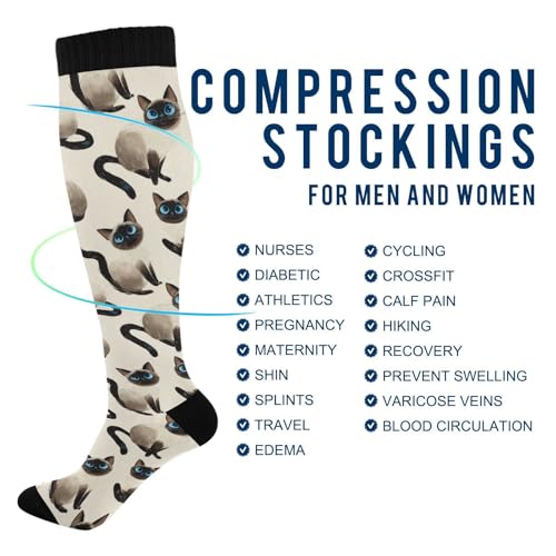 Image of Wusikd Heartbeat Symbol Compression Socks for Women and Men Circulation Black Long Socks for Athletic Running 1