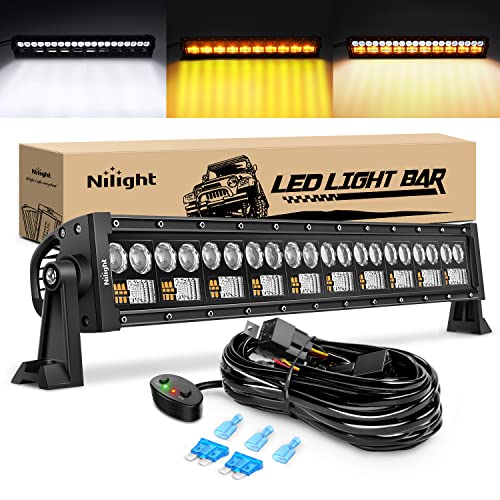 Nilight LED Light Bar 7D 22Inch 150W Spot Flood Combo Beam Amber White LED Work Light Offroad Lighting LED Driving Lights Fog Light for SUV ATV UTV Pickup Truck Boat, 2 Years Warranty
