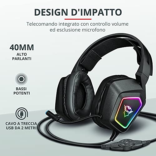 GXT 450 Blizz Cuffie Gaming, Over-Ear con Illuminazione RGB e Suono Surround 7.1, Microfono Flessibile, per PC - Nero - Cuffia gaming - Immagine 1