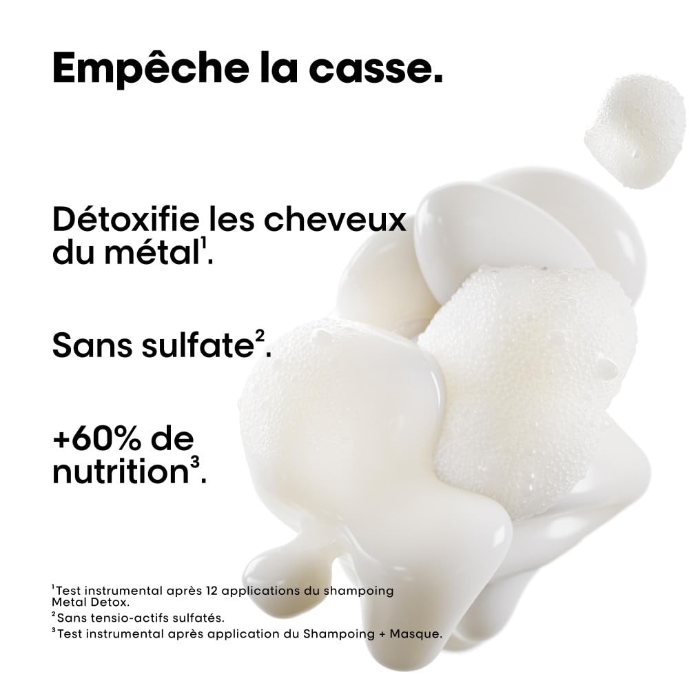 L'OREAL PROFESSIONNEL - Crème Lavante Metal Detox - Shampoing Anti-Casse & Anti-Metal - +67% de Nutrition - Empêche La Couleur de Virer - Sans Sulfate - Cheveux Abîmés & Cassants - Recharge 500 ml