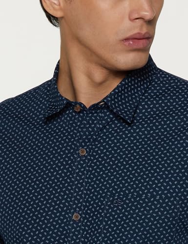 Image of Peter England Men's Everyday Ditsy Print Slim Fit Full Sleeve Casual Shirt | 100% Cotton