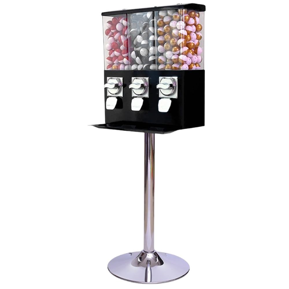 ShaiVrissian Triple Gumball Vending Machine with Coin Mechanism Black