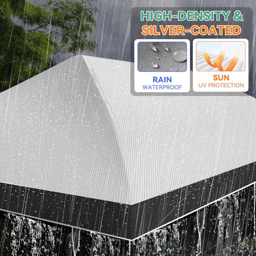 Image of COBIZI 12x20 Pop up Canopy Tent - Gazebo, Party Tents for Parties, Carpas para Fiestas, Large Outdoor Popup Patio Screened Gazebos, Shelter Tents with Net for Backyard, Commercial,Light Grey